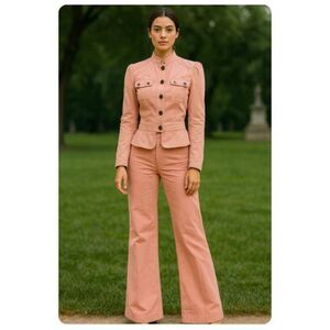 Guess Jeans for Marciano Pink Pants Suit Vintage Jacket Flare Leg Stretch XL 28